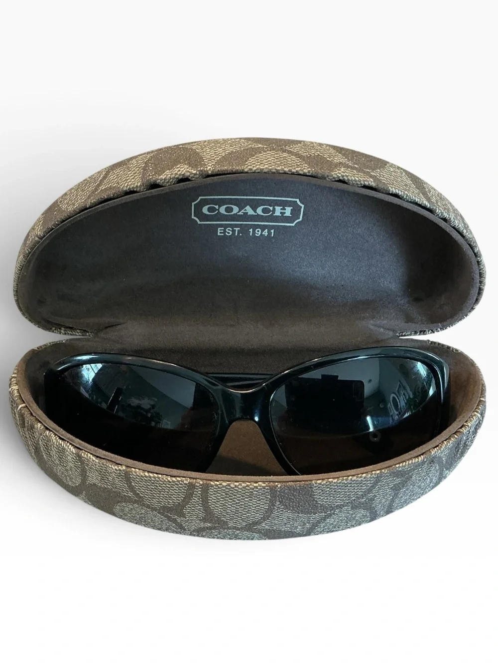 Coach Women’s Black Sunglasses With Gradient Lenses and Signature C Case